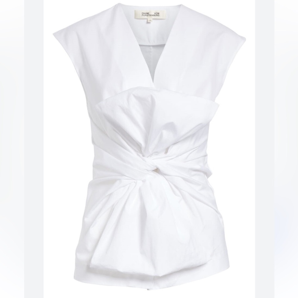Diane Von Furstenberg White tie front Sleeve Blouse